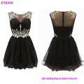 Black Chiffion Beaded A Line Vestidos de noite Short Mother of The Bride